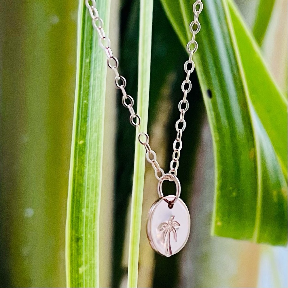 Rose Gold Palm Tree Coin Necklace - Picture 3 of 4